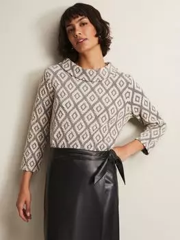 Текстурированный топ Rena с бриллиантами Phase Eight, черный камень