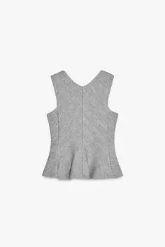 Текстурированный топ с баской ZARA, серый марл