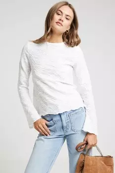 Текстурированный топ с круглым вырезом River Island, бежевый