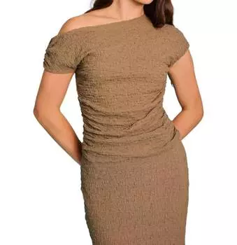 Текстурированный топ с отделкой сборками коричневого цвета LE LIS