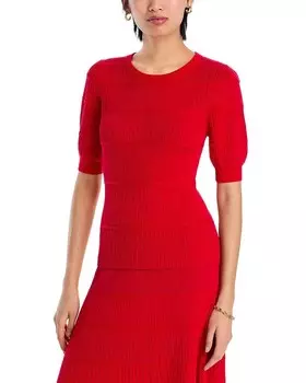 Текстурированный топ с рукавами-блузонами T Tahari, красный