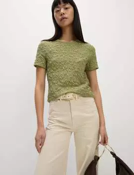 Текстурированный топ с высоким содержанием хлопка Marks & Spencer, цвет Fern green