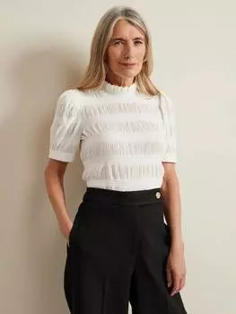 Текстурированный топ samiha с высоким вырезом Phase Eight, слоновая кость