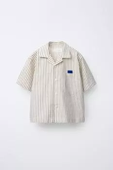 Текстурированный топ в полоску ZARA, экрю