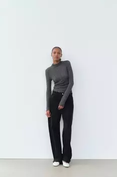 Текстурированный топ ZARA, антрацитово-серый