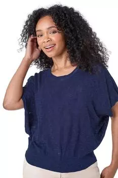 Текстурированный трикотажный топ из смеси хлопка миниатюрного размера Roman, синий