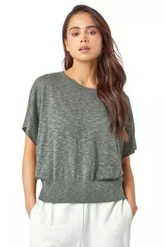 Текстурированный трикотажный топ из смеси хлопка миниатюрного размера Roman, коричневый