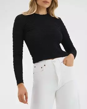 Текстурированный укороченный топ с длинными рукавами Nandra Bubble LaMarque, цвет Black