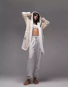 Текстурированный уютный халат Topshop из норки с капюшоном