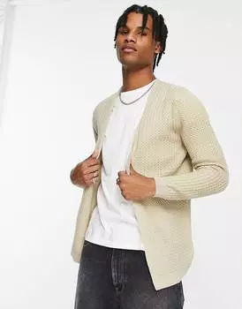 Текстурированный вязаный кардиган овсяного цвета ASOS DESIGN