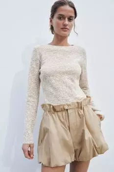 Текстурированный вязаный свитер ZARA, песочный