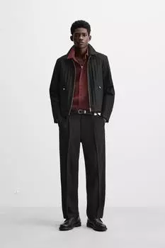 Текстурированный жакет в елочку ZARA, черный