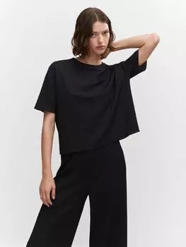 Текстурная футболка оверсайз Mango Wild-H, черная