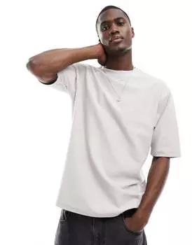 Текстурная футболка оверсайз светло-серого цвета Another Influence