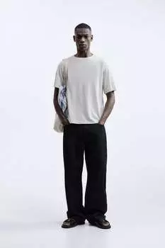 Текстурная футболка ZARA, серый