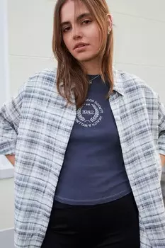 Текстурная клетчатая рубашка с длинными рукавами Next, серый