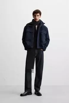 Текстурная куртка с карманами ZARA, голубоватый