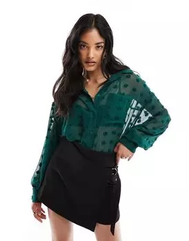Текстурная рубашка оверсайз зеленого цвета ASOS DESIGN