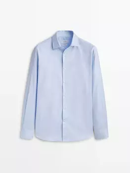 Текстурная рубашка приталенного кроя Easy Iron Massimo Dutti, голубой