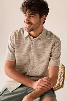 Текстурная рубашка с короткими рукавами Next, зеленый