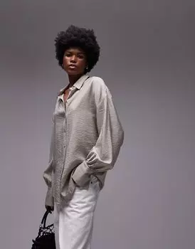 Текстурная рубашка с присборенными рукавами Topshop