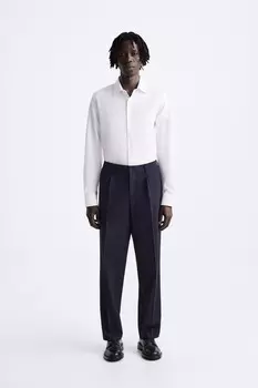 Текстурная рубашка ZARA, белый