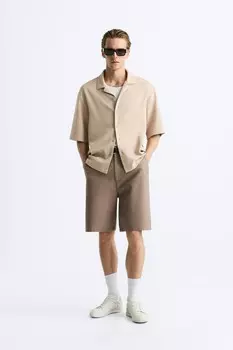 Текстурная рубашка ZARA, бежевый