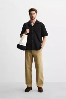Текстурная рубашка ZARA, черный