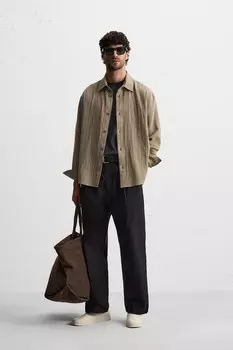 Текстурная рубашка ZARA, кэмел