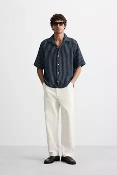 Текстурная рубашка ZARA, синий