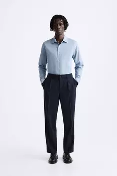 Текстурная рубашка ZARA, синий