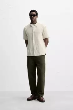 Текстурная рубашка ZARA, светло-бежевый