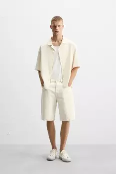 Текстурная рубашка ZARA, устрично-белый