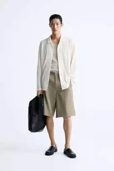 Текстурная рубашка Zara, устричный белый