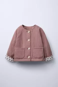 Текстурная стеганая куртка ZARA, бледно-розовый