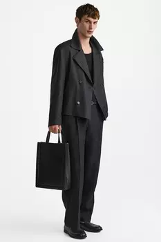 Текстурная сумка-шоппер ZARA, черный