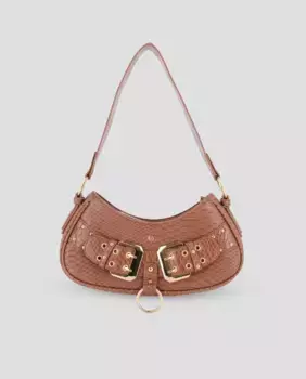 Текстурная женская сумка через плечо с декоративной фурнитурой Blogger, коричневый