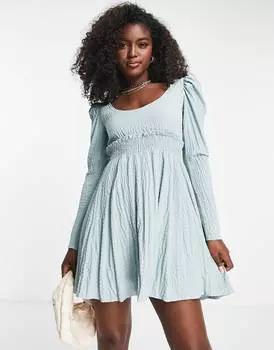 Текстурное платье бэби-долл со сборками ASOS DESIGN
