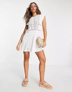 Текстурное платье мини с короткими рукавами и вставками крючком ASOS DESIGN