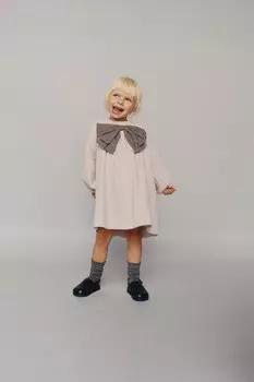 Текстурное платье с бантом ZARA, кэмел