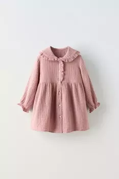 Текстурное платье с воротником ZARA, розовый