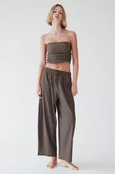 Текстурные брюки ZARA, коричневый