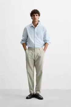 Текстурные плиссированные брюки ZARA, сероватый