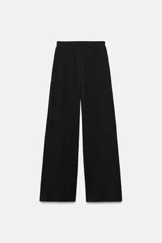Текстурные широкие брюки ZARA, черный