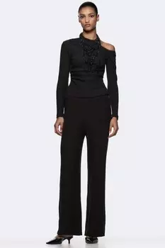 Текстурные широкие брюки ZARA, черный