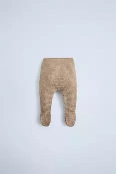 Текстурные трикотажные леггинсы ZARA, светло-коричневый