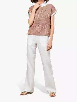 Текстурный джемпер с короткими рукавами Pure Collection, теплый нейтральный цвет