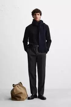 Текстурный свитер с клещами ZARA, темно-синий