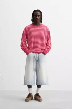 Текстурный свитер с полосами ZARA, розовый