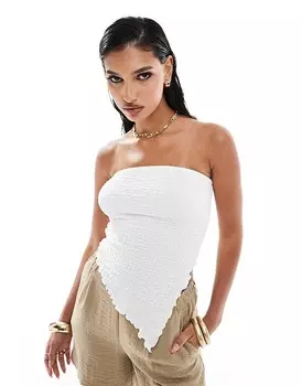 Текстурный топ-бандо цвета слоновой кости ASOS DESIGN